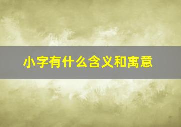 小字有什么含义和寓意