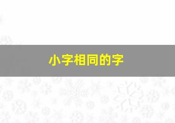 小字相同的字