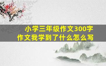 小学三年级作文300字作文我学到了什么怎么写