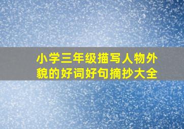 小学三年级描写人物外貌的好词好句摘抄大全