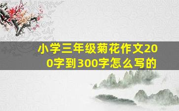 小学三年级菊花作文200字到300字怎么写的