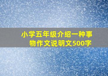 小学五年级介绍一种事物作文说明文500字