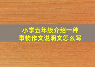 小学五年级介绍一种事物作文说明文怎么写