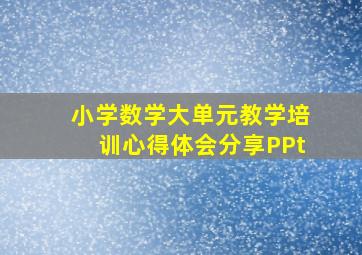 小学数学大单元教学培训心得体会分享PPt