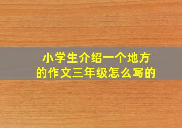 小学生介绍一个地方的作文三年级怎么写的