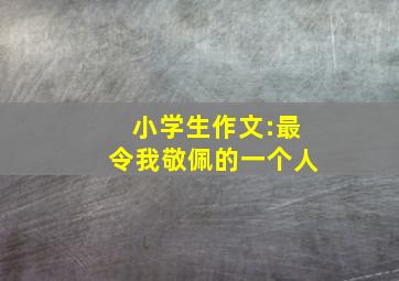 小学生作文:最令我敬佩的一个人