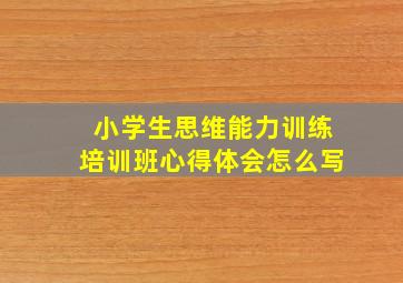 小学生思维能力训练培训班心得体会怎么写