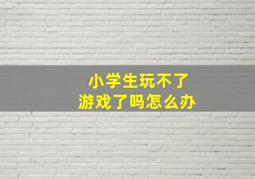 小学生玩不了游戏了吗怎么办