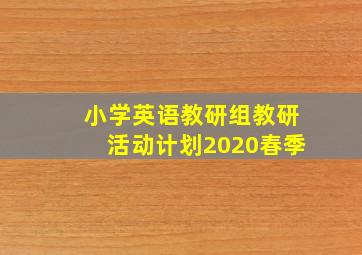 小学英语教研组教研活动计划2020春季