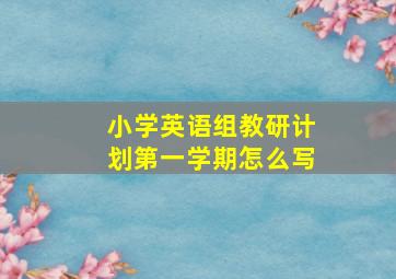 小学英语组教研计划第一学期怎么写