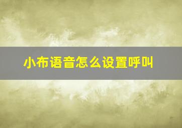 小布语音怎么设置呼叫