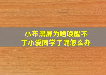 小布黑屏为啥唤醒不了小爱同学了呢怎么办