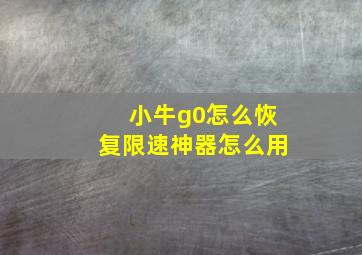 小牛g0怎么恢复限速神器怎么用