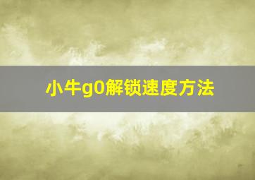 小牛g0解锁速度方法