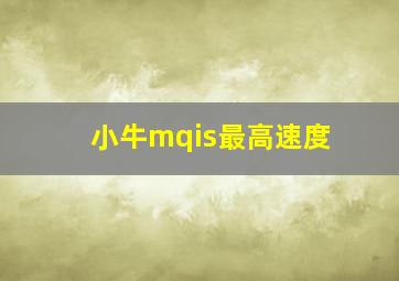 小牛mqis最高速度