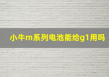 小牛m系列电池能给g1用吗