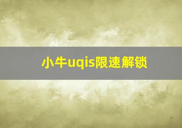 小牛uqis限速解锁