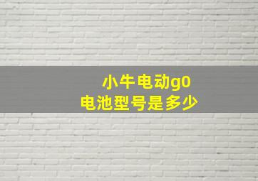 小牛电动g0电池型号是多少