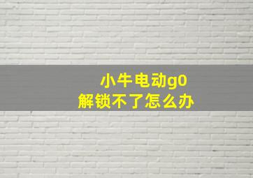 小牛电动g0解锁不了怎么办