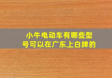 小牛电动车有哪些型号可以在广东上白牌的