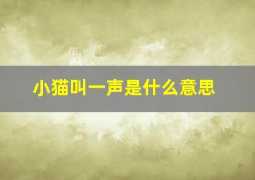 小猫叫一声是什么意思