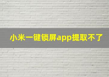 小米一键锁屏app提取不了