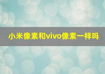 小米像素和vivo像素一样吗