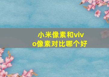 小米像素和vivo像素对比哪个好