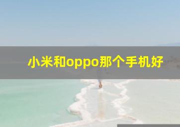 小米和oppo那个手机好