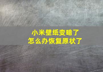 小米壁纸变暗了怎么办恢复原状了