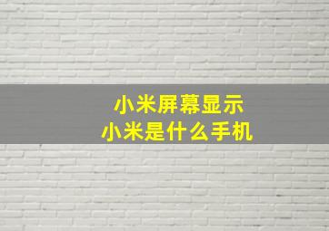 小米屏幕显示小米是什么手机