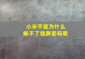 小米平板为什么解不了锁屏密码呢