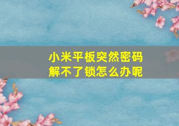 小米平板突然密码解不了锁怎么办呢