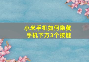 小米手机如何隐藏手机下方3个按键