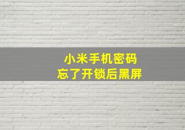 小米手机密码忘了开锁后黑屏