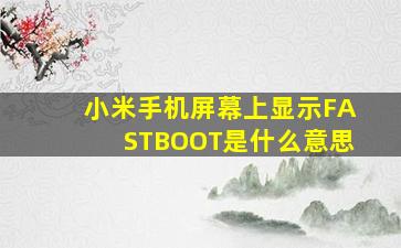 小米手机屏幕上显示FASTBOOT是什么意思