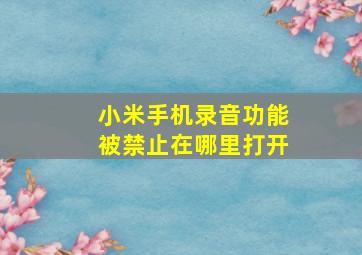 小米手机录音功能被禁止在哪里打开