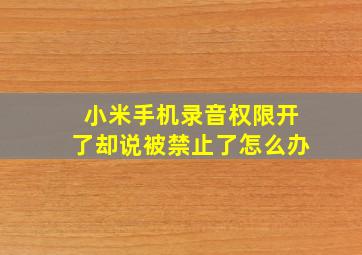 小米手机录音权限开了却说被禁止了怎么办