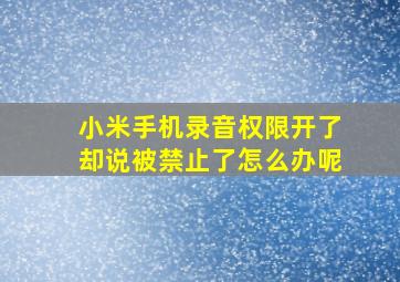 小米手机录音权限开了却说被禁止了怎么办呢