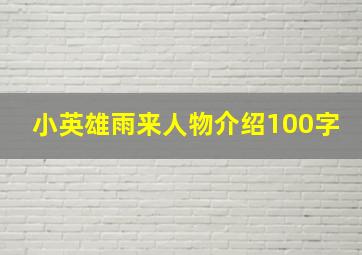 小英雄雨来人物介绍100字