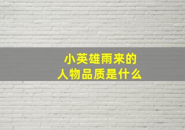 小英雄雨来的人物品质是什么