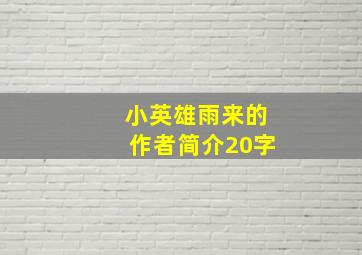 小英雄雨来的作者简介20字