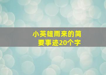 小英雄雨来的简要事迹20个字