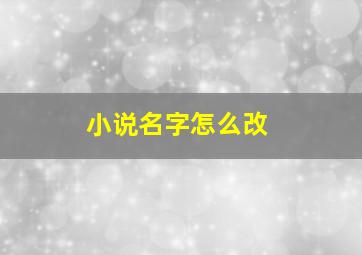 小说名字怎么改