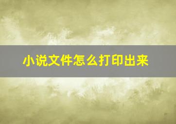 小说文件怎么打印出来