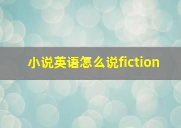 小说英语怎么说fiction