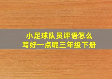 小足球队员评语怎么写好一点呢三年级下册