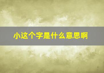 小这个字是什么意思啊