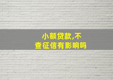 小额贷款,不查征信有影响吗