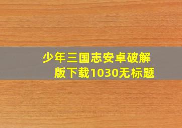 少年三国志安卓破解版下载1030无标题